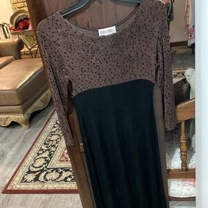 Maggy London Brown and Gray Long Sleeve Sheath Dress